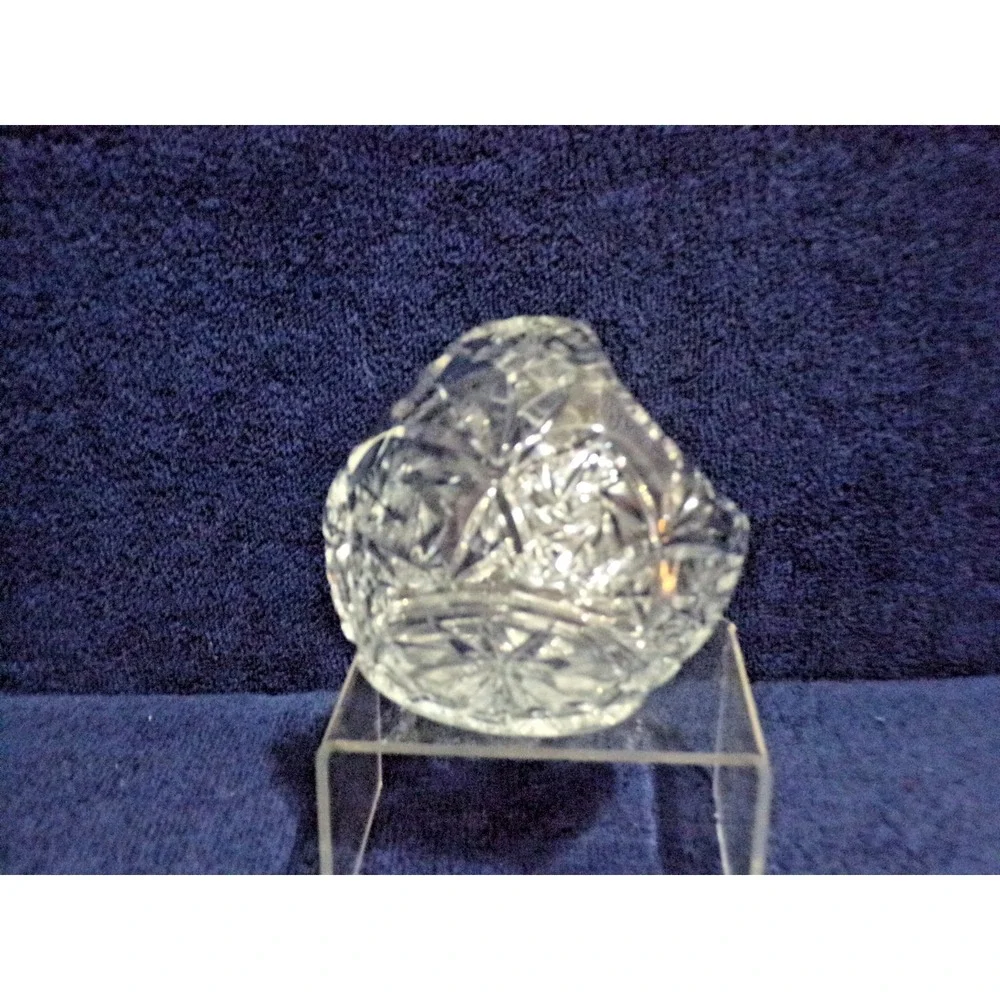 Vintage Lead Cut Crystal Basket Bohemian Design 4.5